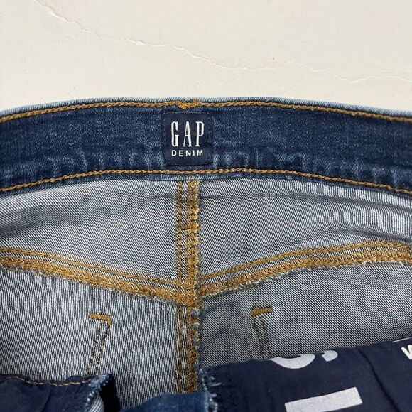GAP high waisted rise true skinny raw hem distressed patch denim blue jeans 26 - Picture 5 of 11